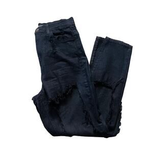 Black Skinny Fashion Nova Full Leg Slit Jeans SZ 9